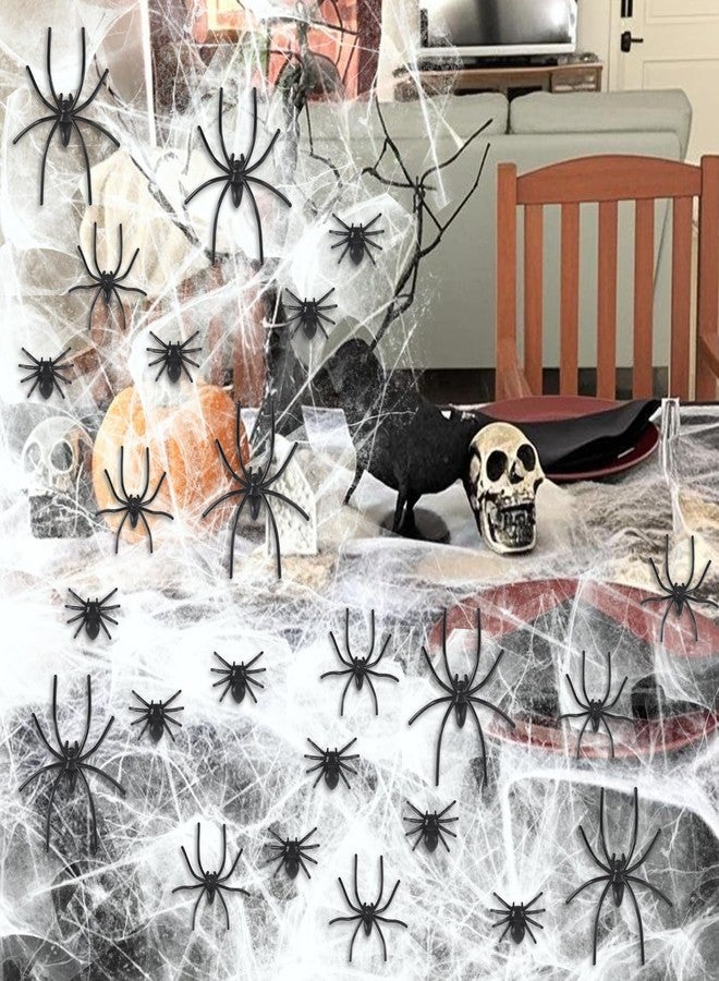 Junware Fake Spiders, 200 Pieces Realistic Plastic Spiders, 3 Sizes Black Small Spiders Halloween Prank Props for Halloween Home Party Decorations - Image 3